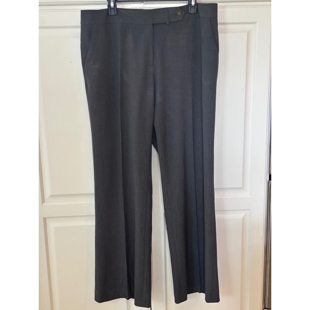 Calvin Klein Womens Charcoal Gray Wide Leg Dress Pants Size 14 Stretch Trouser